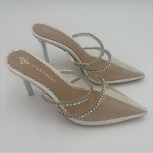 ANTONIO MELANI Silver Crystal Embellished Heels‎